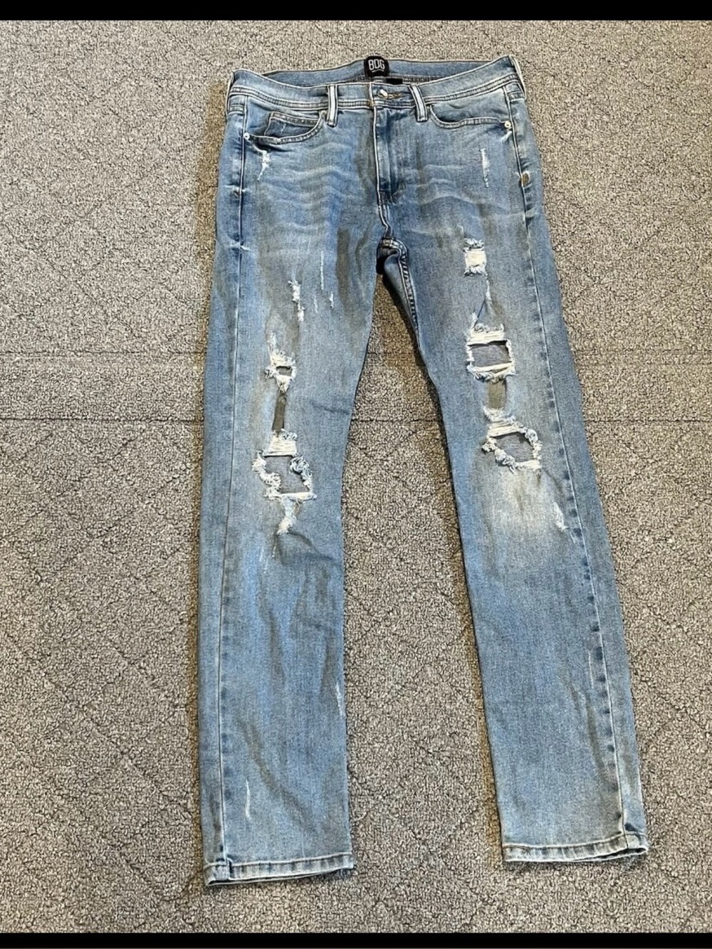 BDG Urban Outfitters Jeans Mens Size 33x32 Blue Skinny Stretch Distressed
